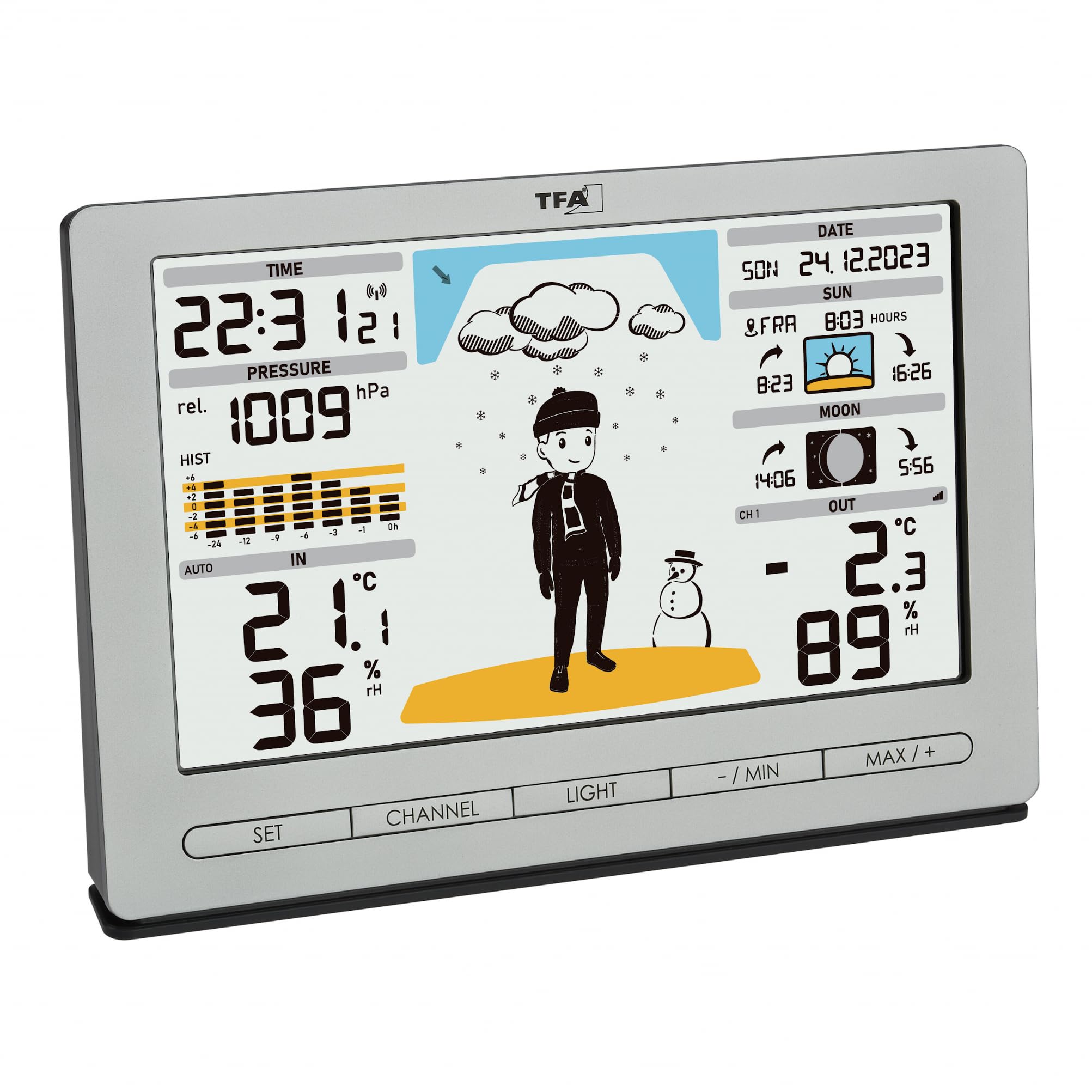 TFA Dostmann Xena 35.1162 Draadloos weerstation met buitensensor, binnen- en buitentemperatuur, met weersvoorspelling, incl. radioklok, luchtvochtigheid, om neer te zetten of op te hangen