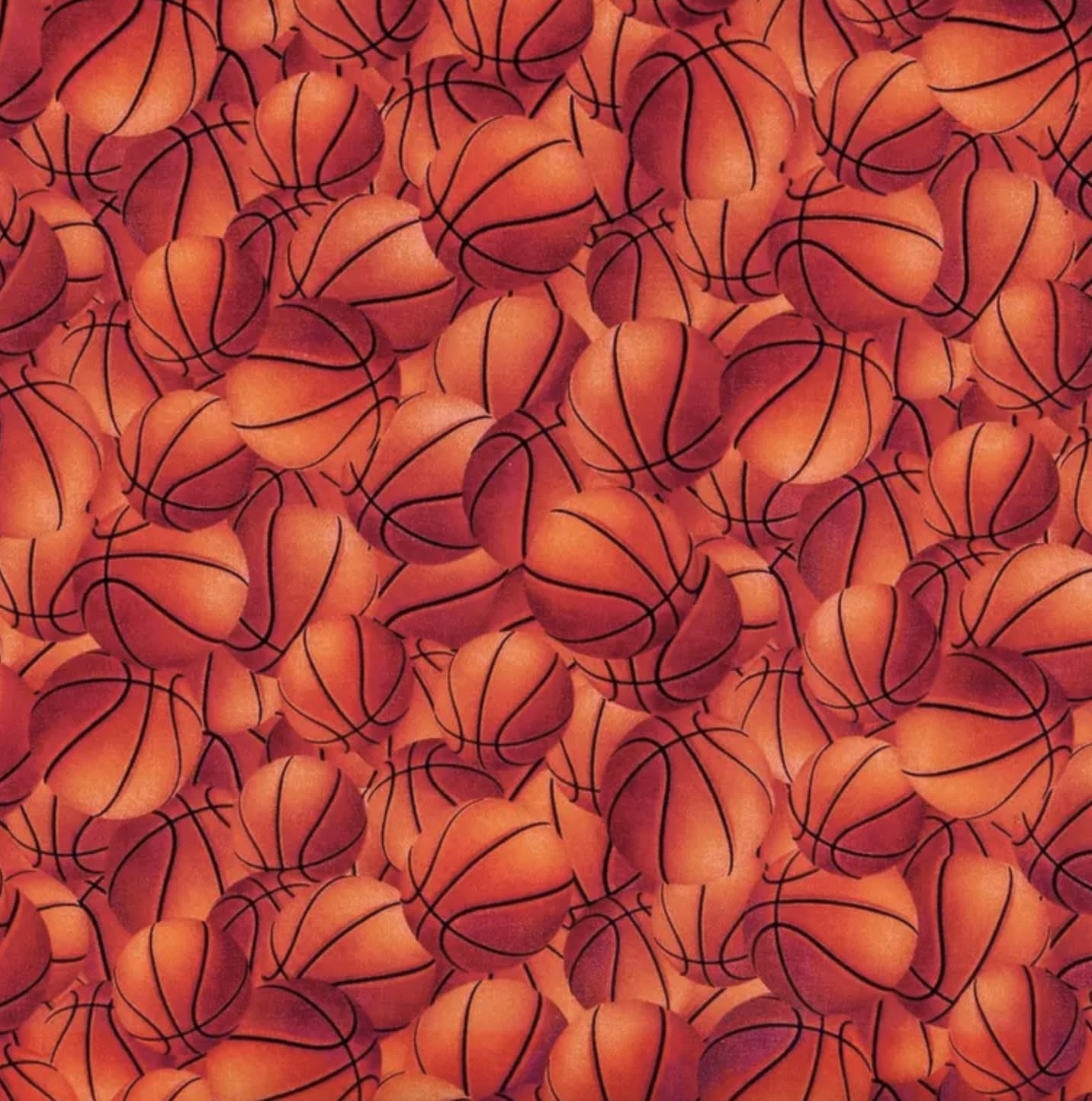 Basketball Calico Cotton Precut Fabric - Novelty Sport Fabric - Precut Fabric by The Yard - One Yard