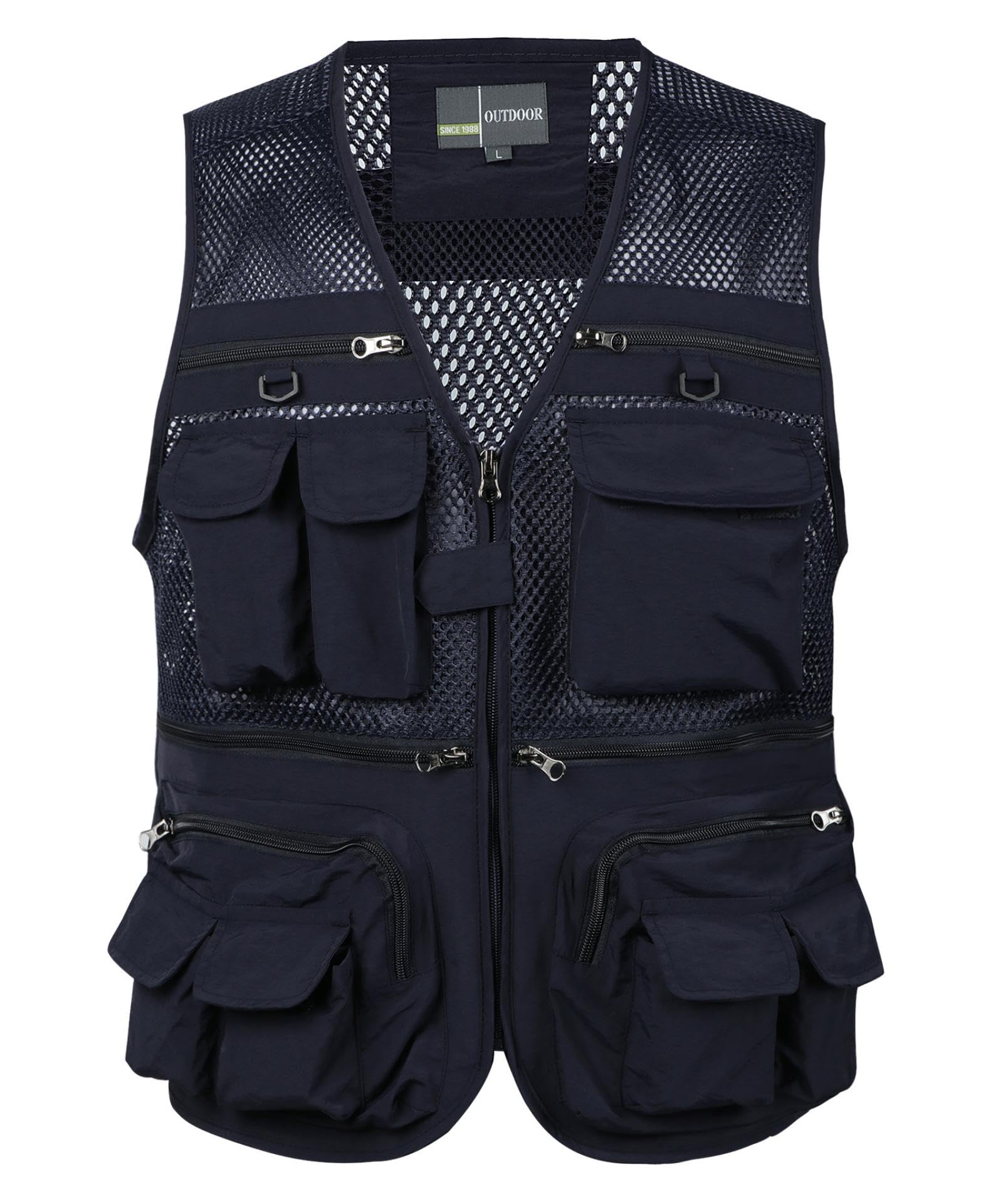 FULUJIDI Vests Men'S Vest With Multiple Pockets Large Mesh Vest Xl Dark Blue