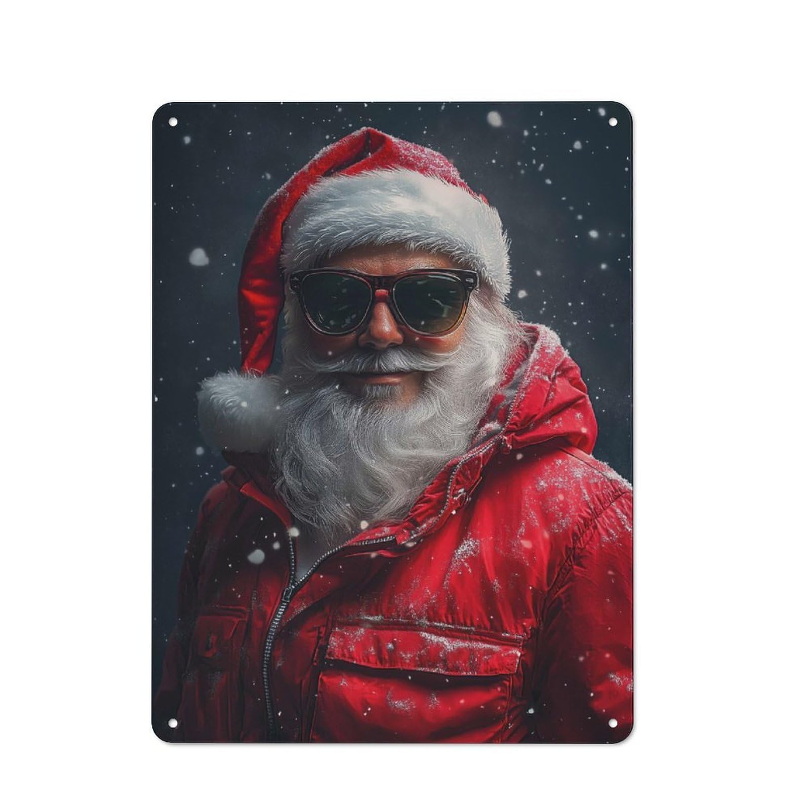 Junmoney Santa Claus In Sunglasses Metal Sign 40X30cm With For Workshop Wall, Vintage Decor, A Decorative Christmas Gift For Metal Sign Collectors