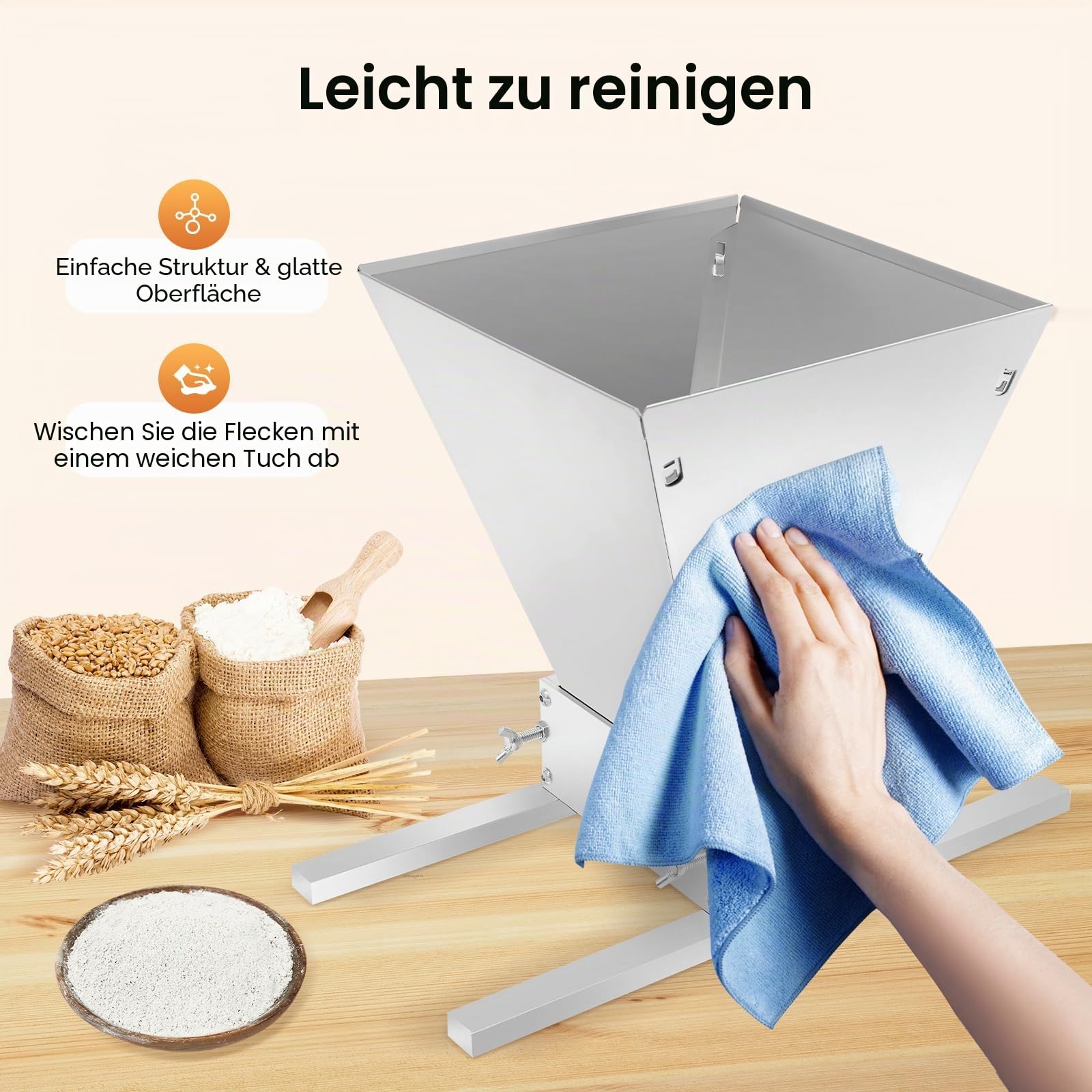 Manueller Getreidebrecher Quetsche 4L Malzmühle 2 Rollen-Schrotmühle Malz Mahlmaschine für Gerste schleifen und anderen Getreidesorten