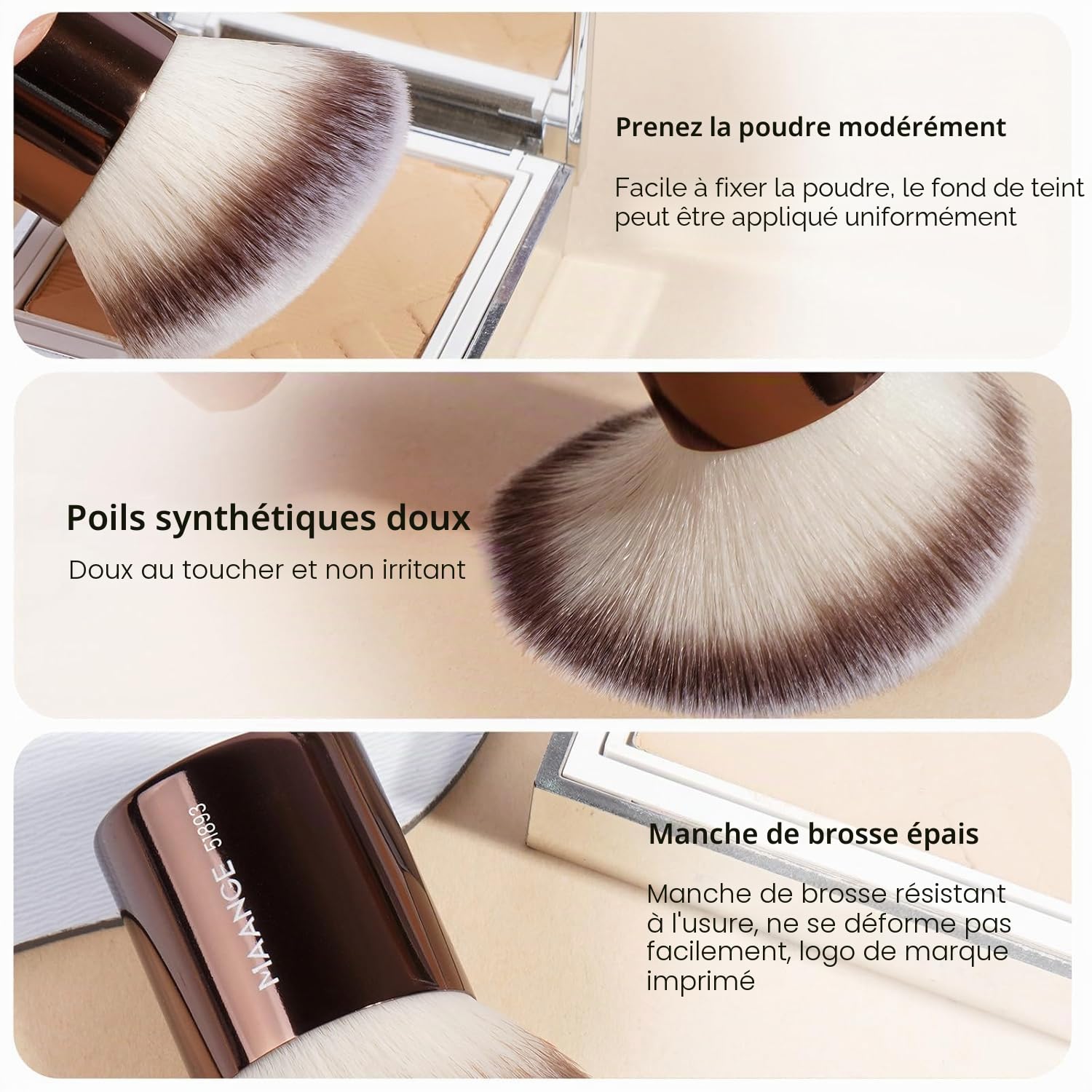 MAANGE Lot de 20 pinceaux de maquillage multifonctionnels double face pour estomper la poudre liquide, le correcteur, le blush crème et le surligneur - Marron café