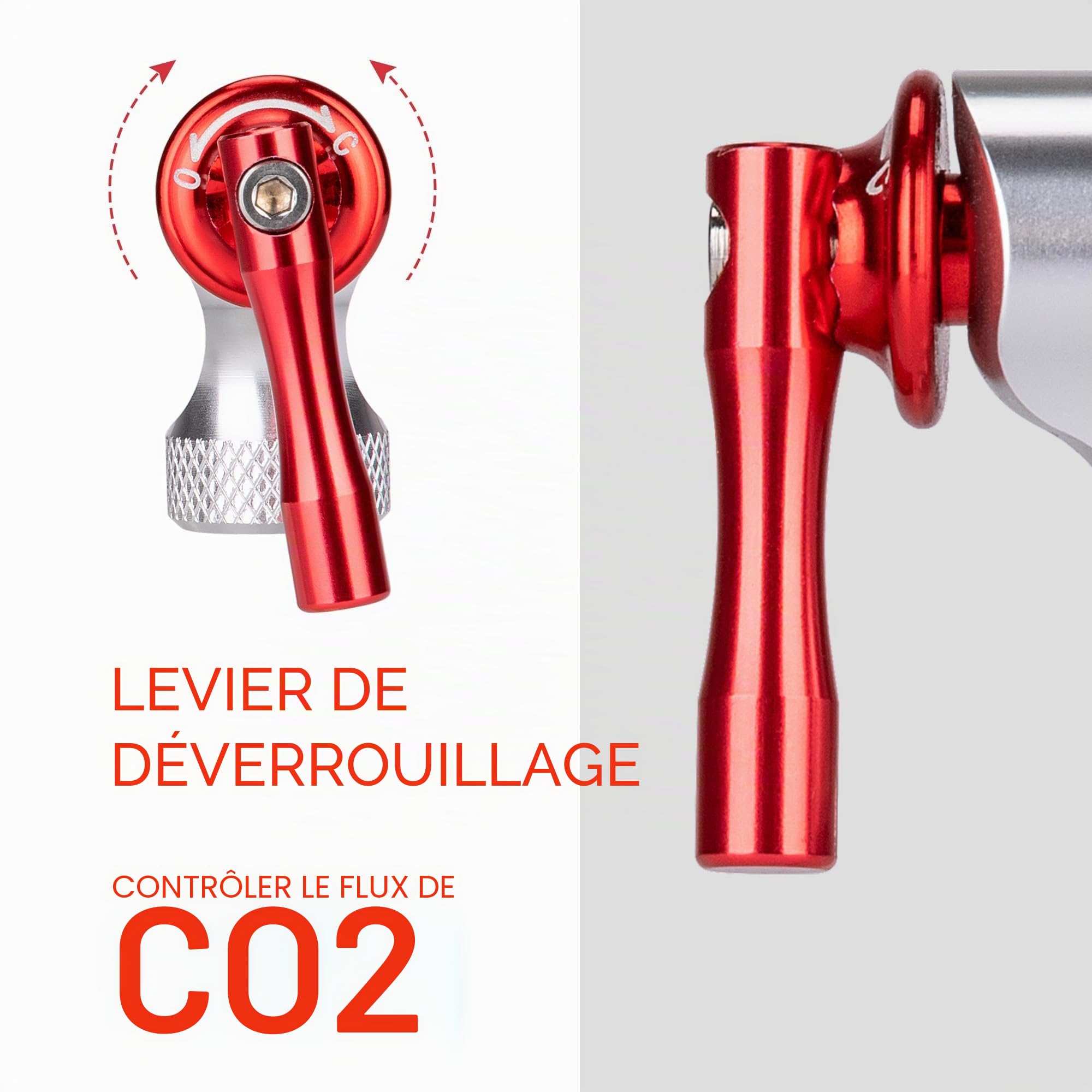 Kit de Gonfleur CO2 Vélo avec 6 Cartouches Filetées 16g/25g Compatible Presta Schrader