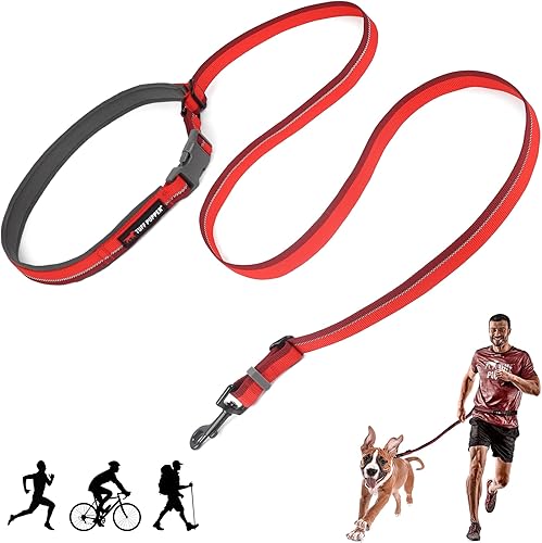 Miniatura 7 de Tuff Pupper Correa elástica para perro manos libres, ligera para correr, trotar, caminar, cinturón acolchado ajustable (24-50 pulgadas), elástico