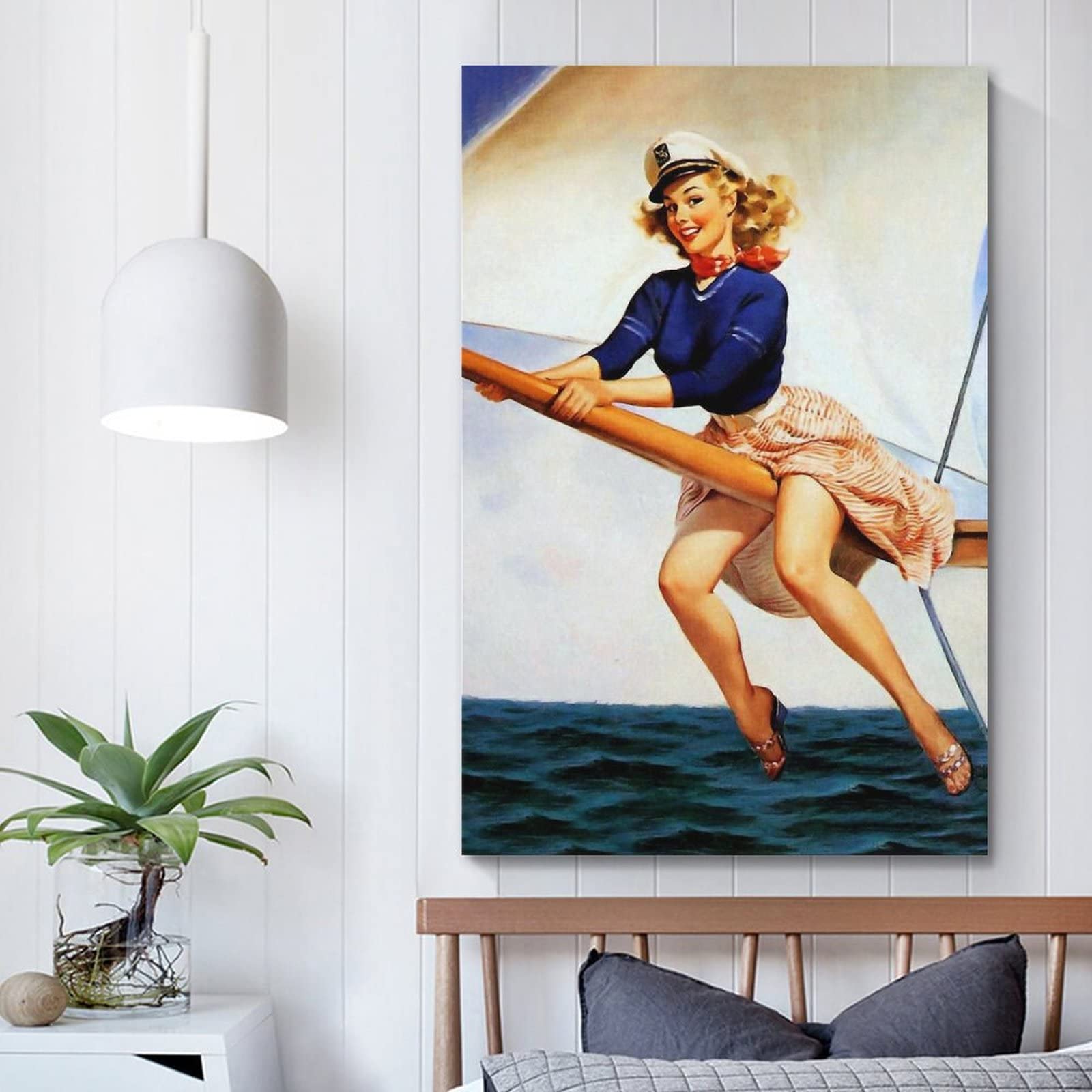 Tableau Pin Up Années 30 - Reproduction Sur Toile 60x80cm - Grand Format - Déco Rétro