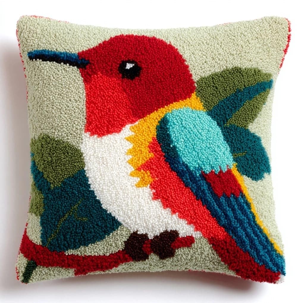 AxiangziK Latch Hook Pillow Kits with Yarn,Cute Hummingbird