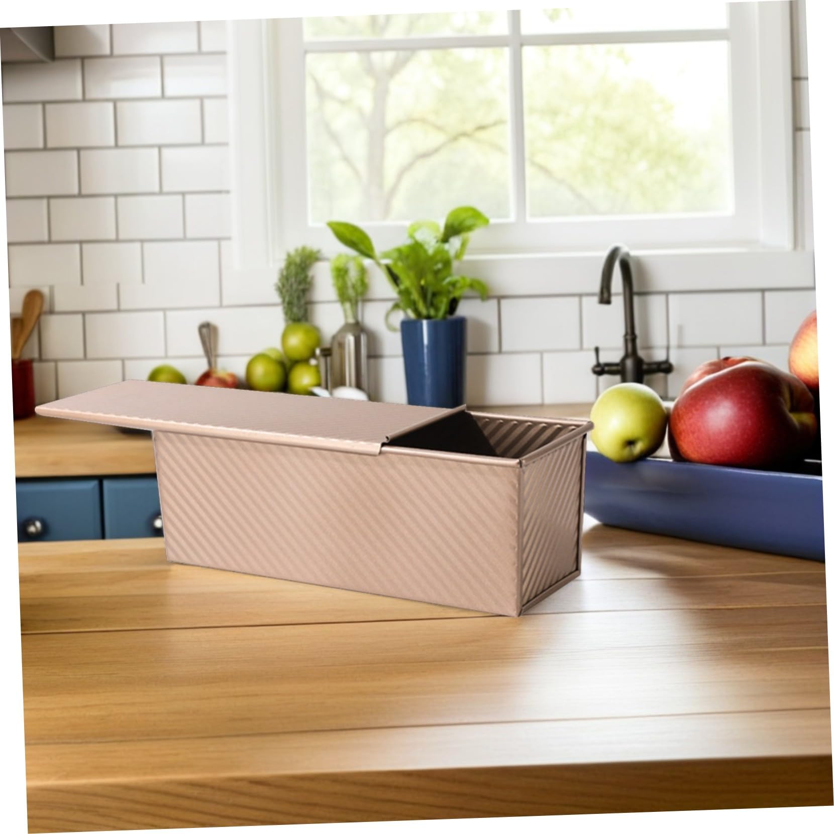 Caja de Tostadas Molde para Pan de Sándwich Molde para Pan de Acero al Carbono con Tapa Antiadherente para Tostadas Reutilizables el Horno
