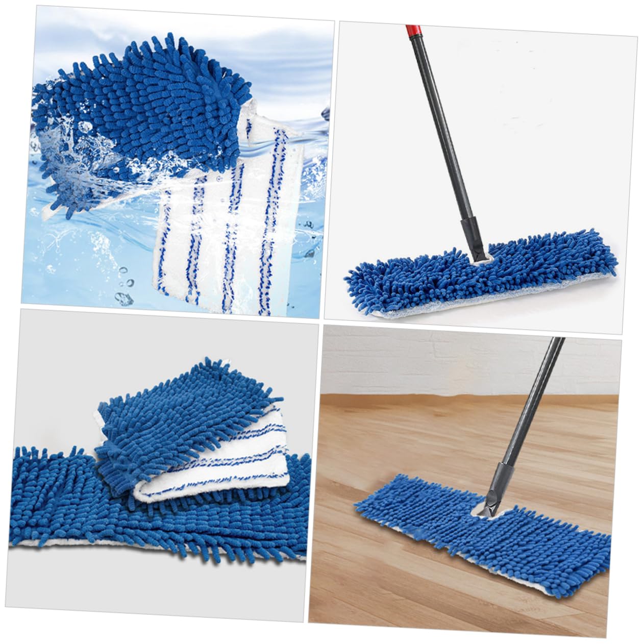 Ipetboom 6pezzi Panni Sostitutivi Chenille per Mop Ricambi Riutilizzabili per Pulizia Pavimenti Assorbe Sporcizia Compatibili con Superfici Ceramica e Piastrelle