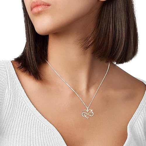 Miniatura 11 de Infinity Heart Necklace| Gift for Aunt, Niece, or Loved Ones| 925 Sterling Silver Necklace for Women|18" Chain |22mm x 22mm Charm