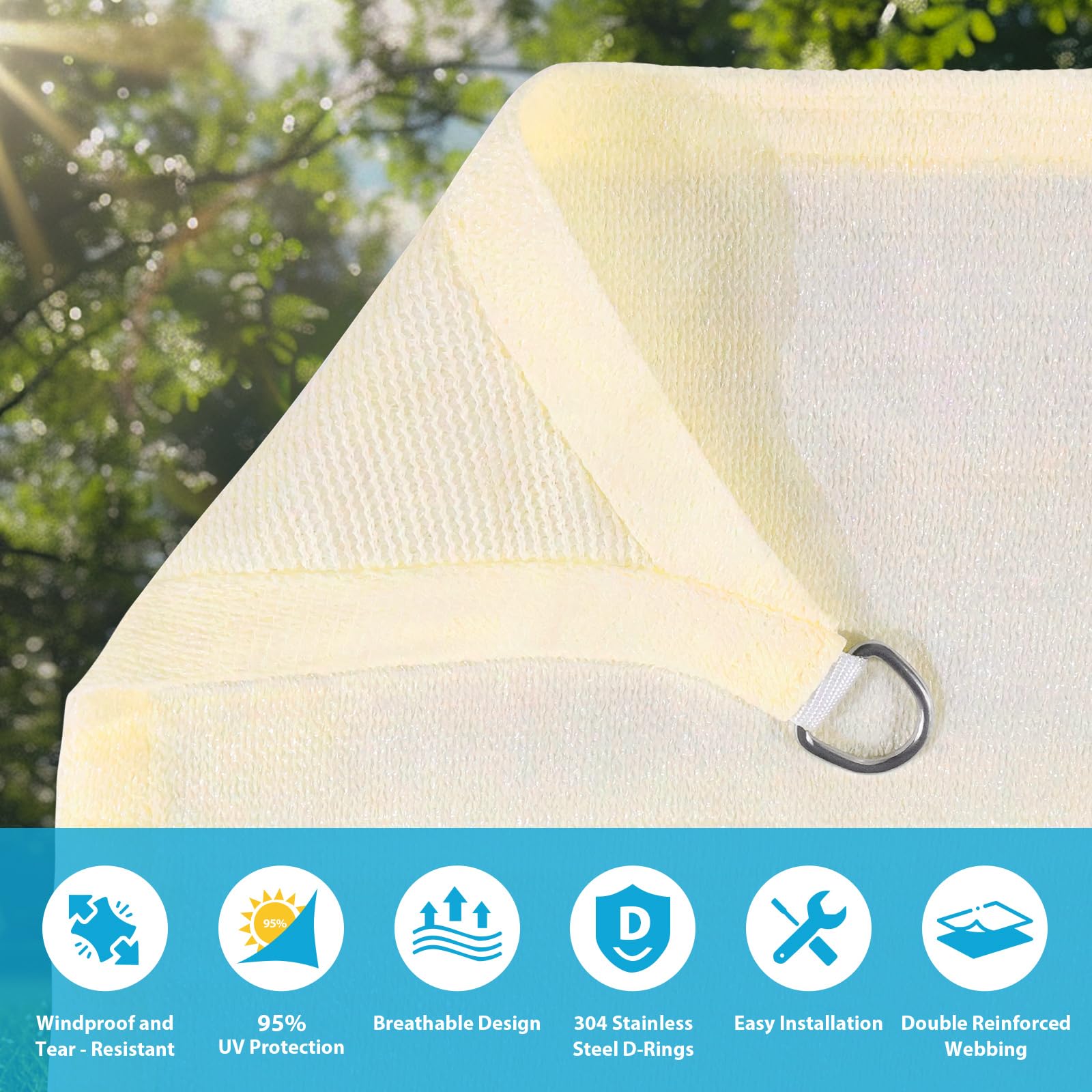 Artpuch Tenda Parasole Curva 3,5x5,4m 185g/m² HDPE: Perfetta Per Giardino, Patio E Sabbiera (Personalizzabile)