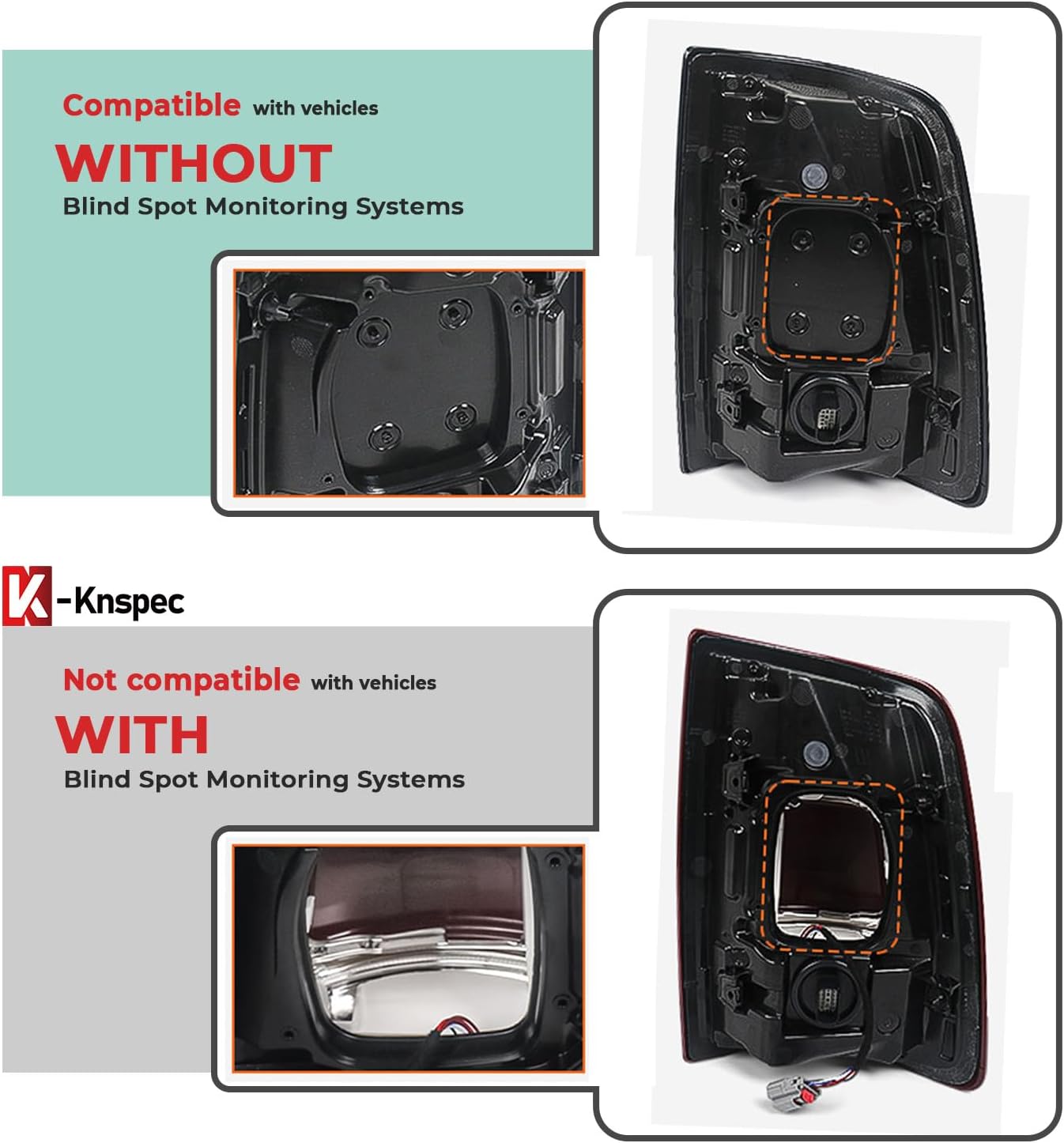 LED Tail Lights Assembly Compatible With 2019-2023 RAM 2500 3500 without Blind Spot Red Bezel Rear Brake Lights Replace 68361717AD (Left Driver Side)