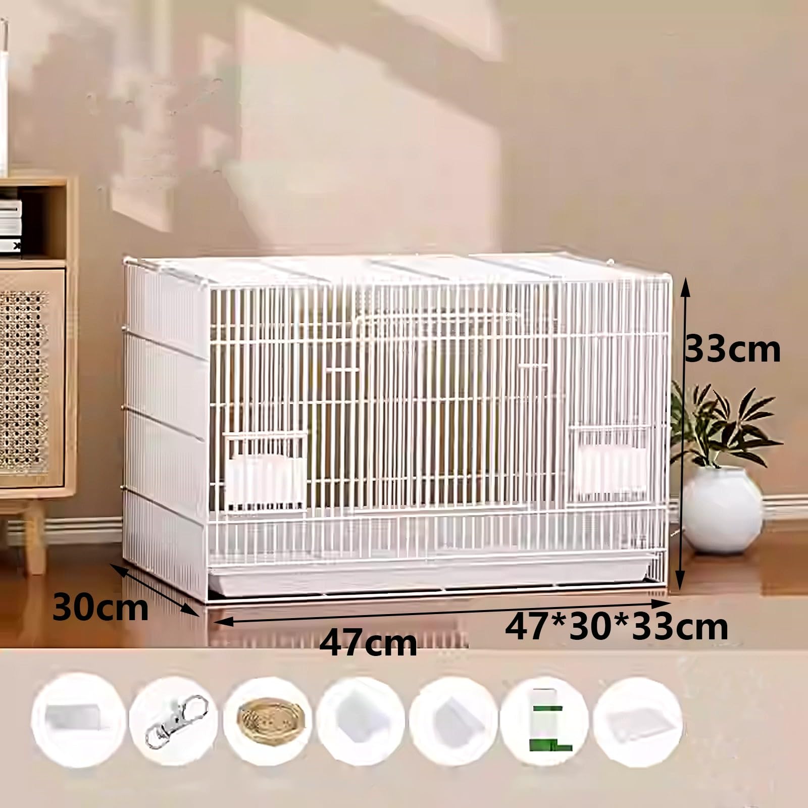 Gallineros De Interior Grande, Jaula Para Pollos Plegable De Metal Cifrado Con Bandeja Extraíble，jaula De Aves De Corral Al Aire Libre/patio, Gran Capacidad Y Gran Capacidad De Carga(White,40*30*33cm)