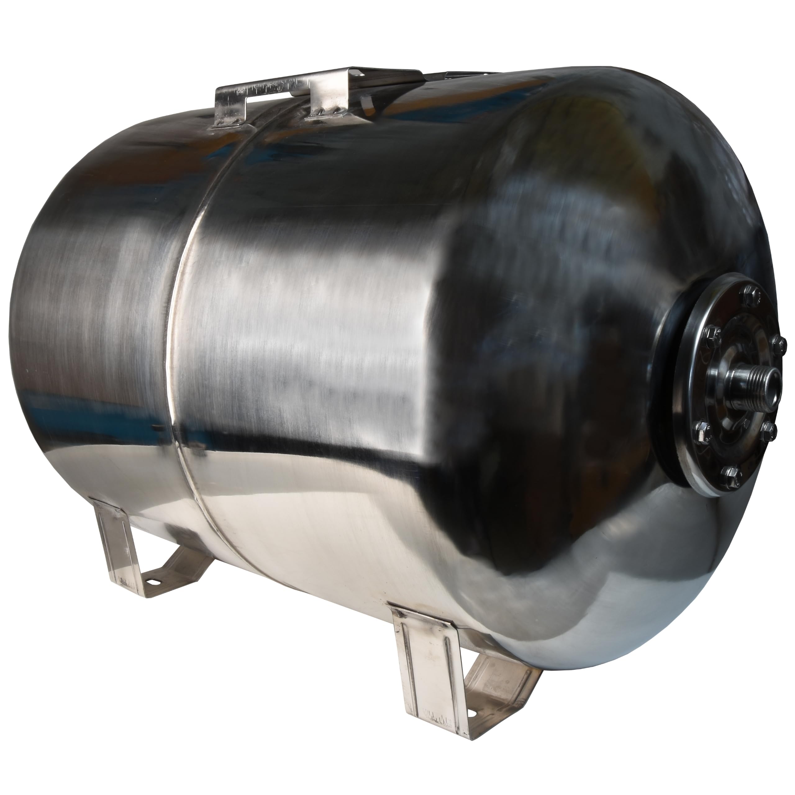 Réservoir à Vessie Sous Pression 100L - Groupe de Surpression - Rccordement 1" - Cuve Ballon en Acier Inoxydable INOX - pour Pompe Domestique, Pompe de Puit - Suppresseur Pompe - Horizontal 100 Litres
