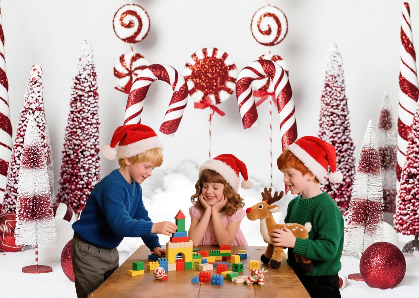 Obrazka bożonarodzeniowa, czerwona, biała, laska cukrowa, dekoracja bożonarodzeniowa, rodzina, urlop, impreza, tło, baner, studio fotograficzne, rekwizyty fotograficzne, dzieci, rekwizyty