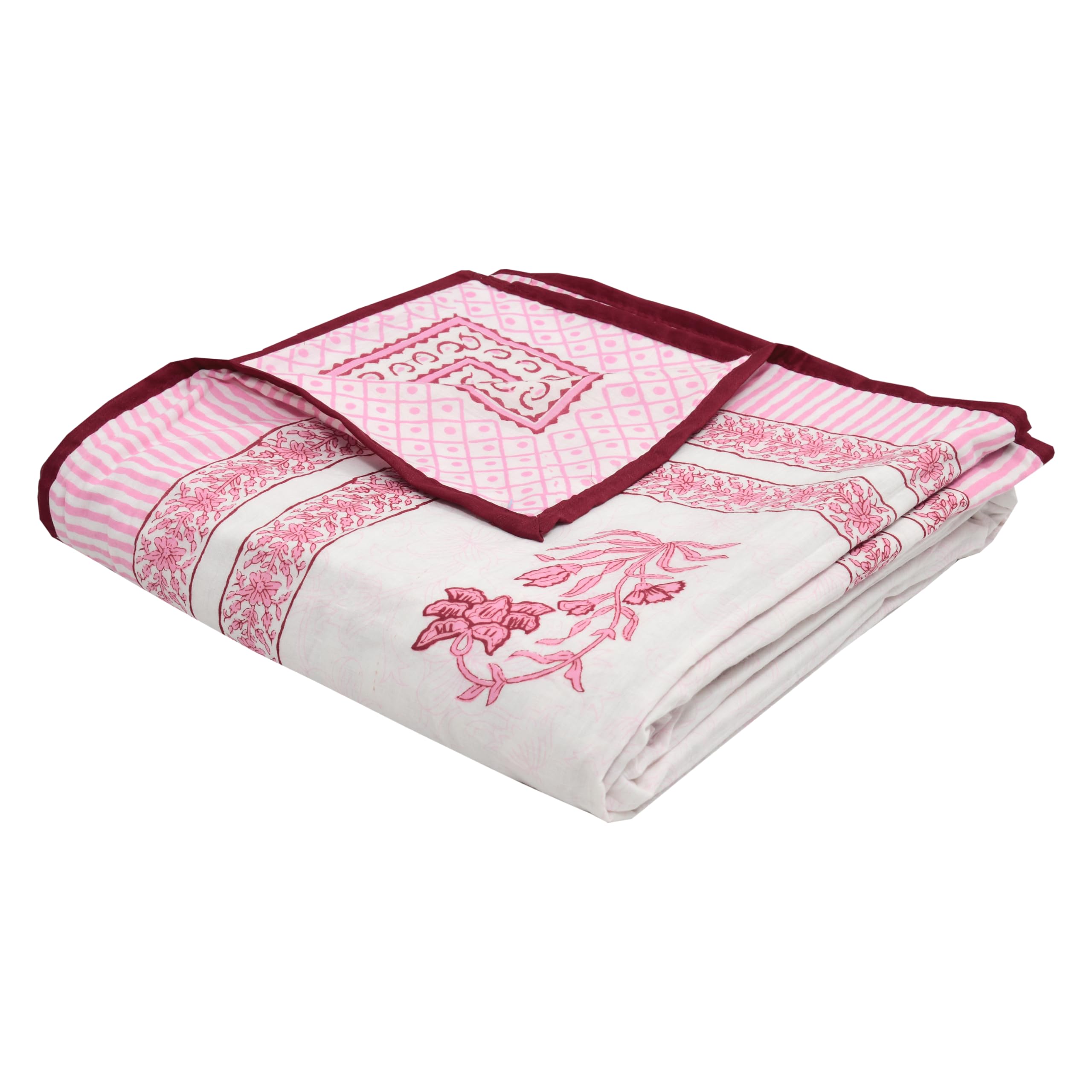 BLOCKS OF INDIA Hand Block Printed Cotton Single Size Reversible Malmal Dohar for Summer (Maroon Leaf) (B0DGF9FP95) Amazon Price History, Amazon Price Tracker