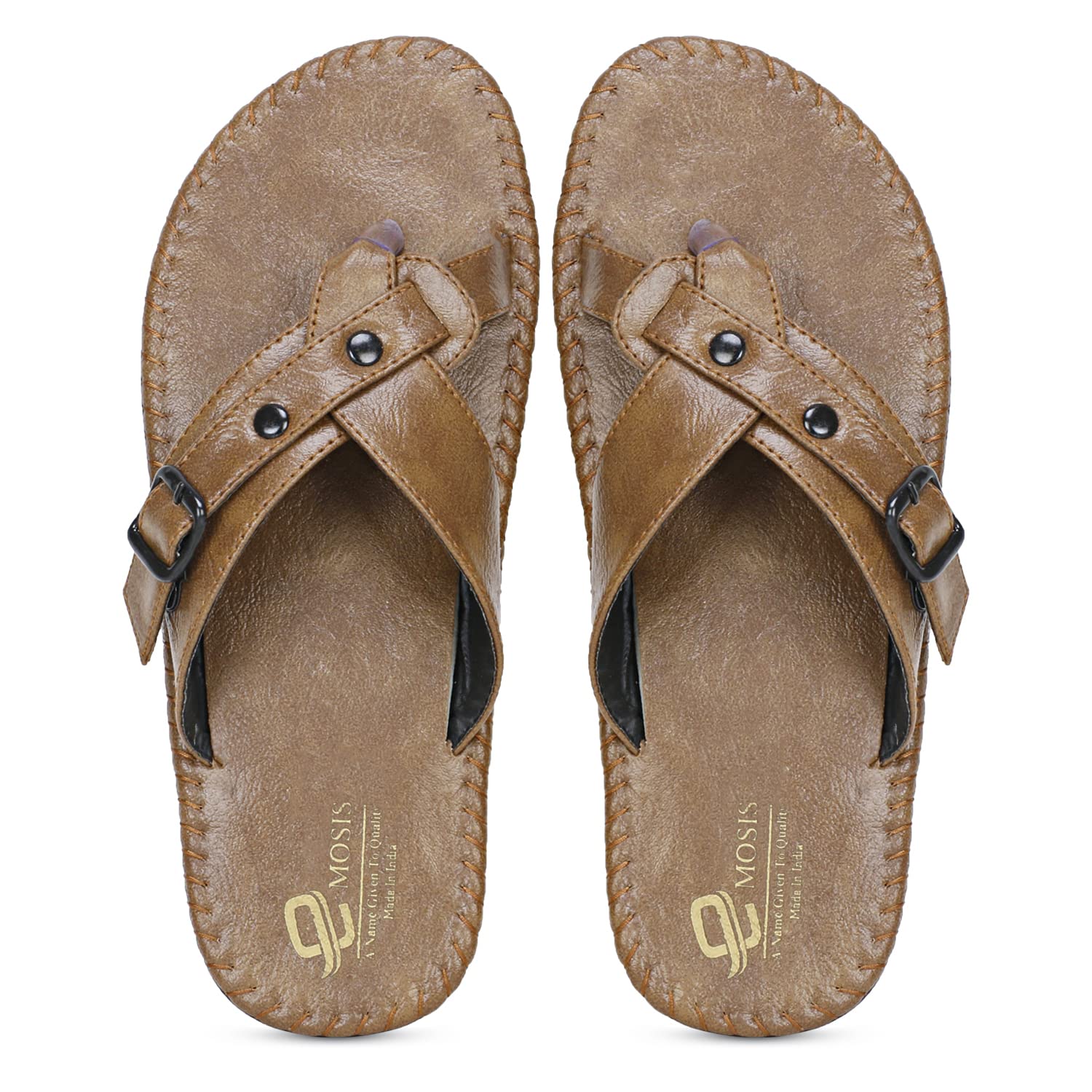 Emosis Mens Faux Leather Slipper - Flat Chappal cum Thong Sandal - For Daily Use Outdoor Indoor Formal Office Home Ethnic Casual Wear E0136 (Olive, numeric_6) (B09DL93W8W) Amazon Price History, Amazon Price Tracker