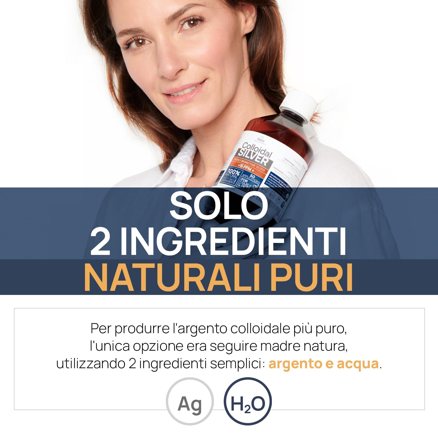 Argento Colloidale Puro 500ml 20 PPM | Per la famiglia & gli Animali (Cani, Gatti) | 100% Naturale : Certificato Cosmos Natural | Carbon Neutral