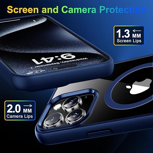 Miniatura 5 de Meifigno Serie Magic Mag diseñada para iPhone 15 Pro Max, protección de grado militar y compatible con MagSafe, parte trasera de policarbonato duro