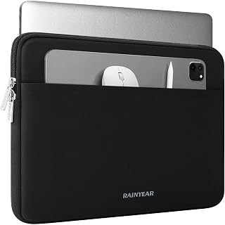RAINYEAR 15,6 Zoll Laptop-Hülle weiche Tasche mit Fronttasche, Schwarz