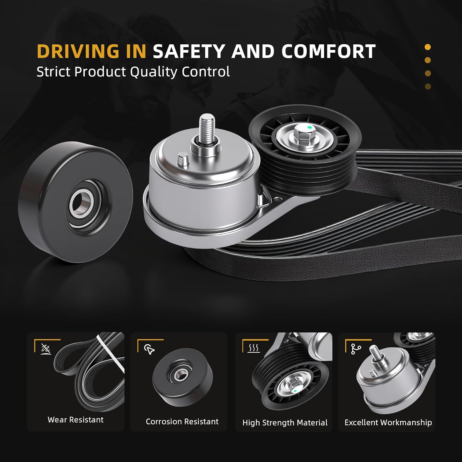 Belt Tensioner Serpentine Belt Idler Pulley Kit for Chevy C1500 C2500 C3500 K1500 K2500 K3500, for GMC C1500 K2500, for Isuzu Hombre, for Oldsmobile Bravada 4.3/5.0/5.7L 96-03 38001