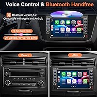 Vista 3 de Radio estéreo de coche doble DIN con reproductor de CD/DVD, control de voz Carplay y Android Auto, audio de coche de 7 pulgadas con pantalla táctil