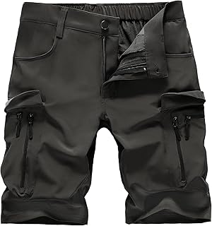Arbeitshose Kurze Herren Wanderhose：7 Cargo Taschen,Wasserabweisend Stufe 4,Schnelltrocknend & Leicht Stretch Sommer Bermuda Cargohose für Outdoor,Arbeit,Fahrrad,Trekking