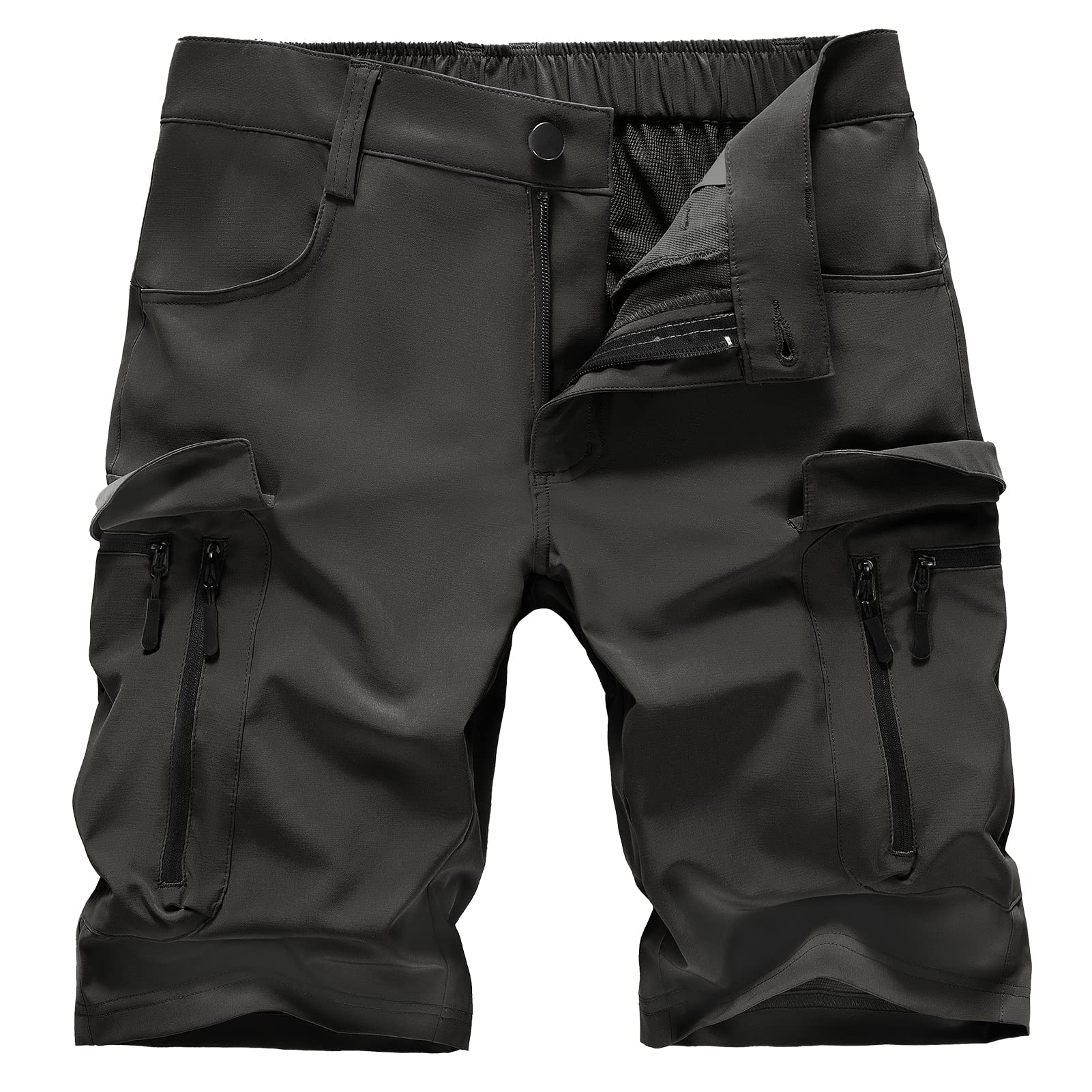 Hiauspor Kurze Arbeitshose Herren Stretch: Atmungsaktiv 7 Taschen | Leicht Schnelltrocknend, Wasserabweisend, Robust, Cargo Shorts für den Arbeitsweg, Handwerker, Outdoor & Gartenarbeit