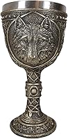 Vista 1 de Ebros Gift Tótem Spirit Wolf Grey Timberwolf Head - Copa de vino de cristal de cáliz para fiesta con acabado de bronce sintético
