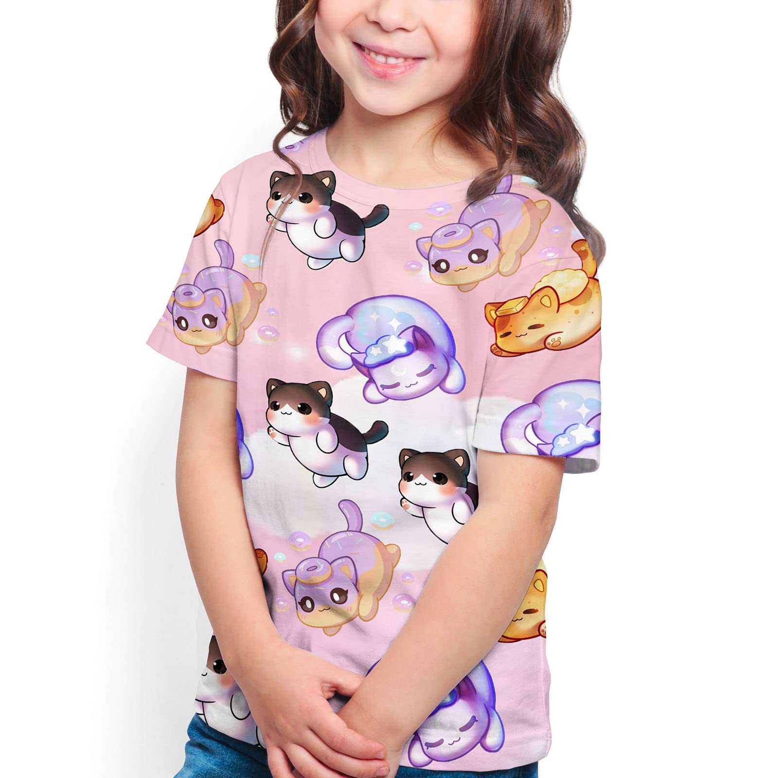 BAOSHIDIBoys Girls 3D Graphic Shirts Cool Crewneck T-Shirt Unisex Short Sleeve Top Tees-6-16 Years