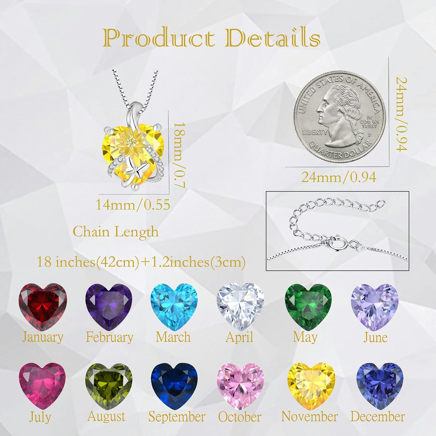 Sunflower Butterfly Necklace Heart Pendant Necklace 925 Sterling Silver Butterfly Jewelry Anniversary Christmas Birthday Gifts for Women Wife Mother