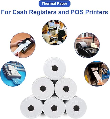 Miniatura 6 de Muotich Rollos de papel térmico de 3 18 x 119 pulgadas, papel de impresora térmica de recibos, caja registradora, paquete de 50 unidades