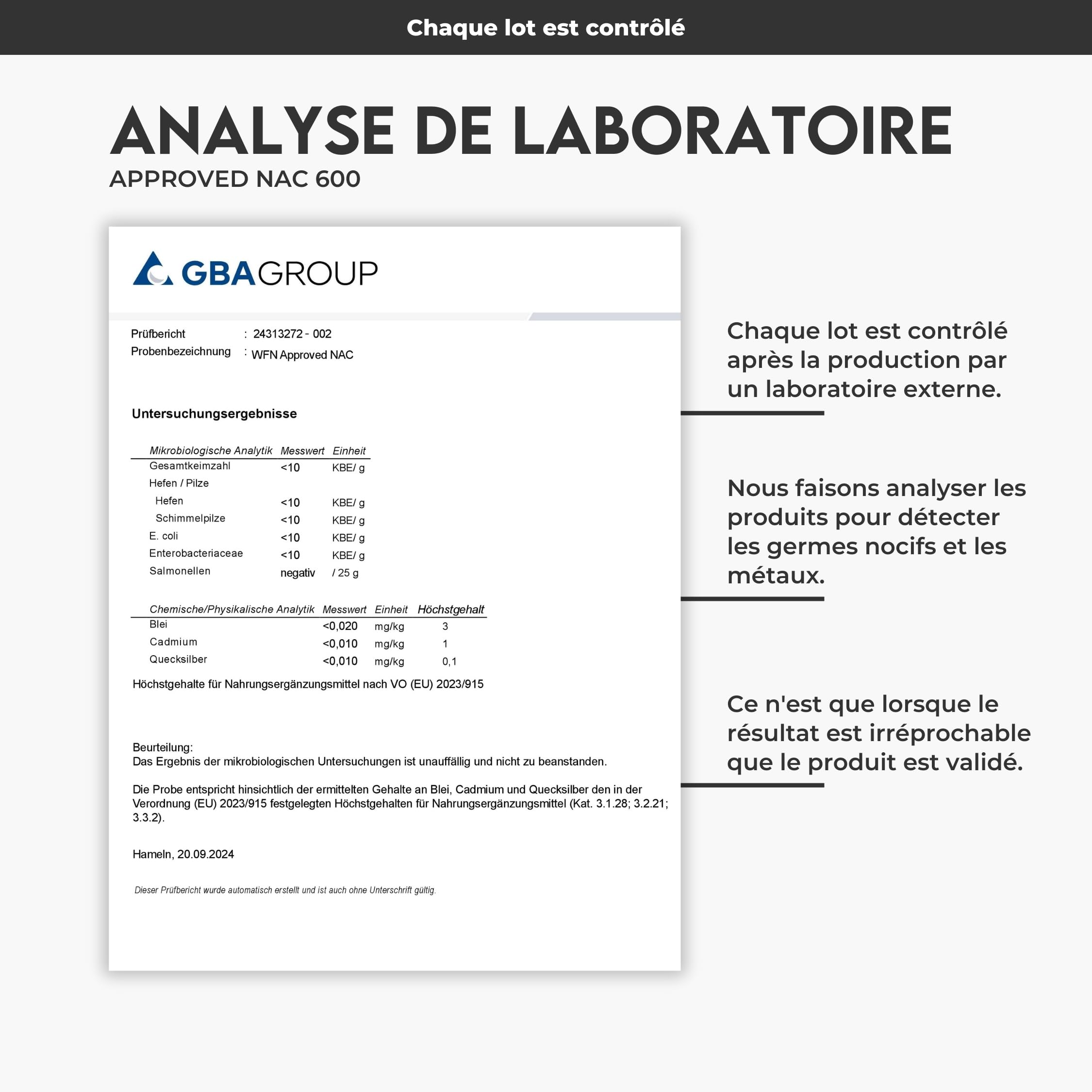 WFN Approved NAC N Acetyl Cysteine - 600 mg par gélule - 365 gélules - 12 mois d'approvisionnement - Hautement dosé, vegan, sans additifs - Fabriqué et testé en Allemagne