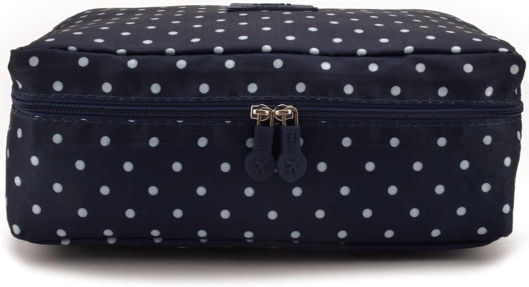 JIARUO Multi-function Makeup Cosmetic Bag Toiletry Travel Kit Organizer (deep blue dots)