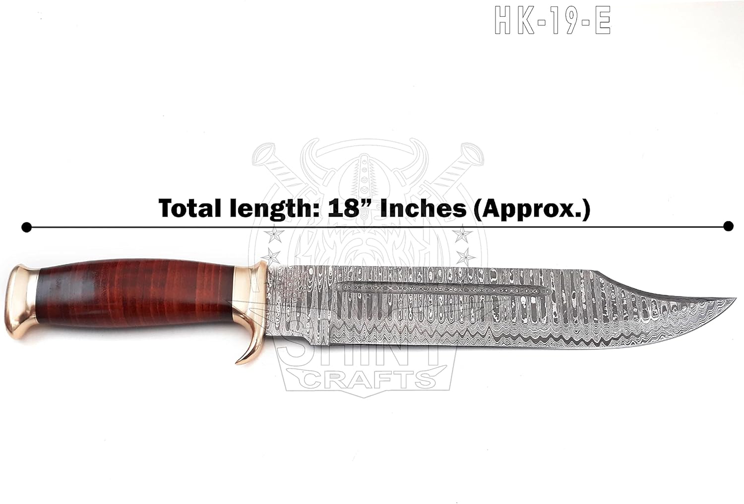SHINY CRAFTS® -18" Bowie Knife Gift for Men – Crocodile Style Outdoor Knife with Leather Handle & Sheath for Camping, Hunting & Collectors (HK-19-E)