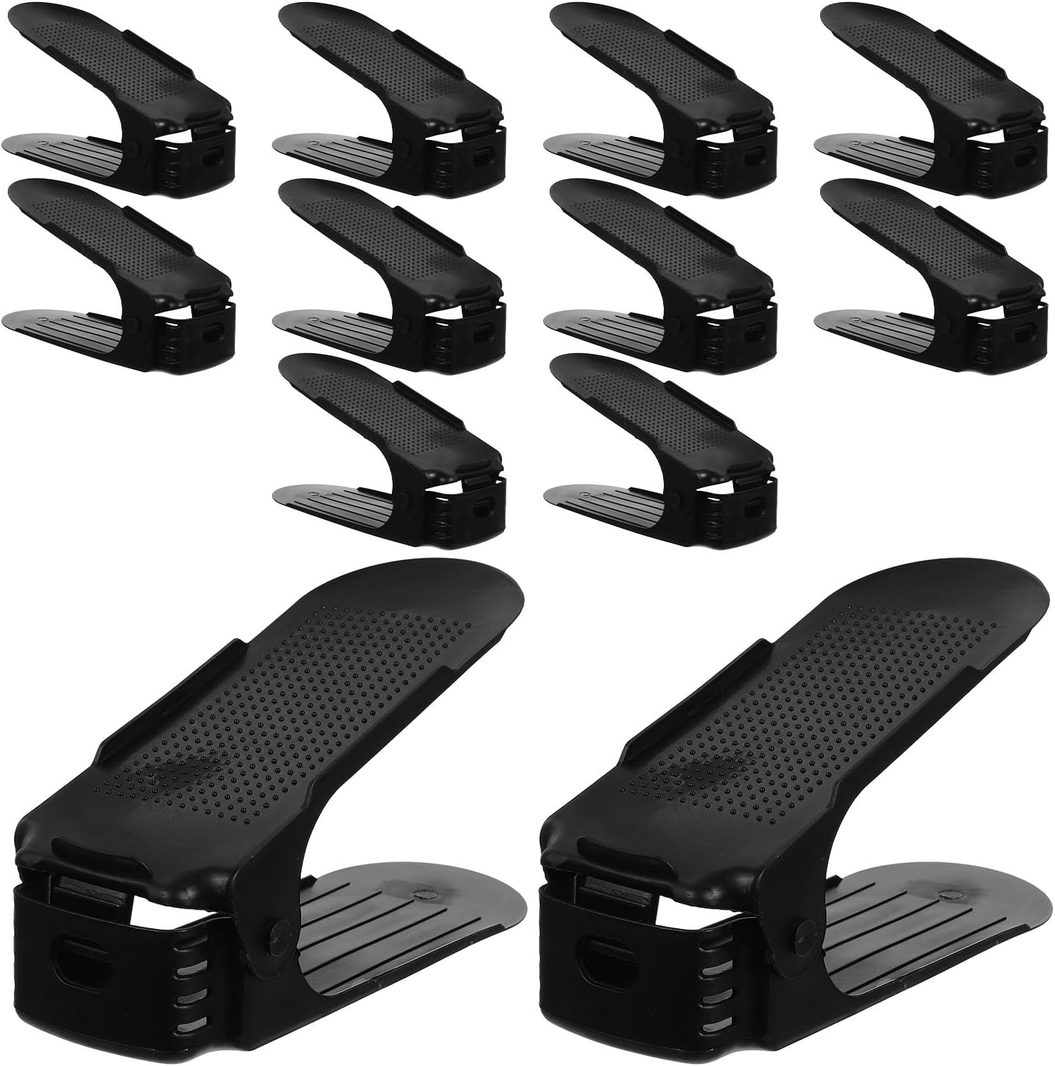 YARNOW 12pcs Shoe Slot Rack Organizer, Space Saver Sneaker Organizer for Entryway, Adjustable Shoe Rack Holder Stackers for Closet Space Saver, Black
