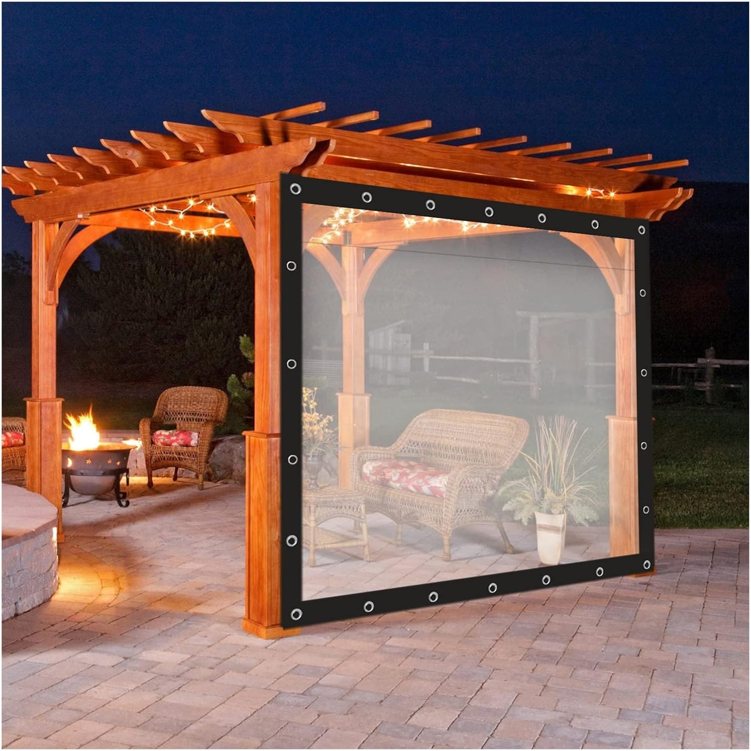 Large Tarp Cover Waterproof Tarp Tarpaulin Clear Transparent with Grommets Thick UV Resistant Tear Proof Tarpaulin for Outdoor Furniture(2x4m)