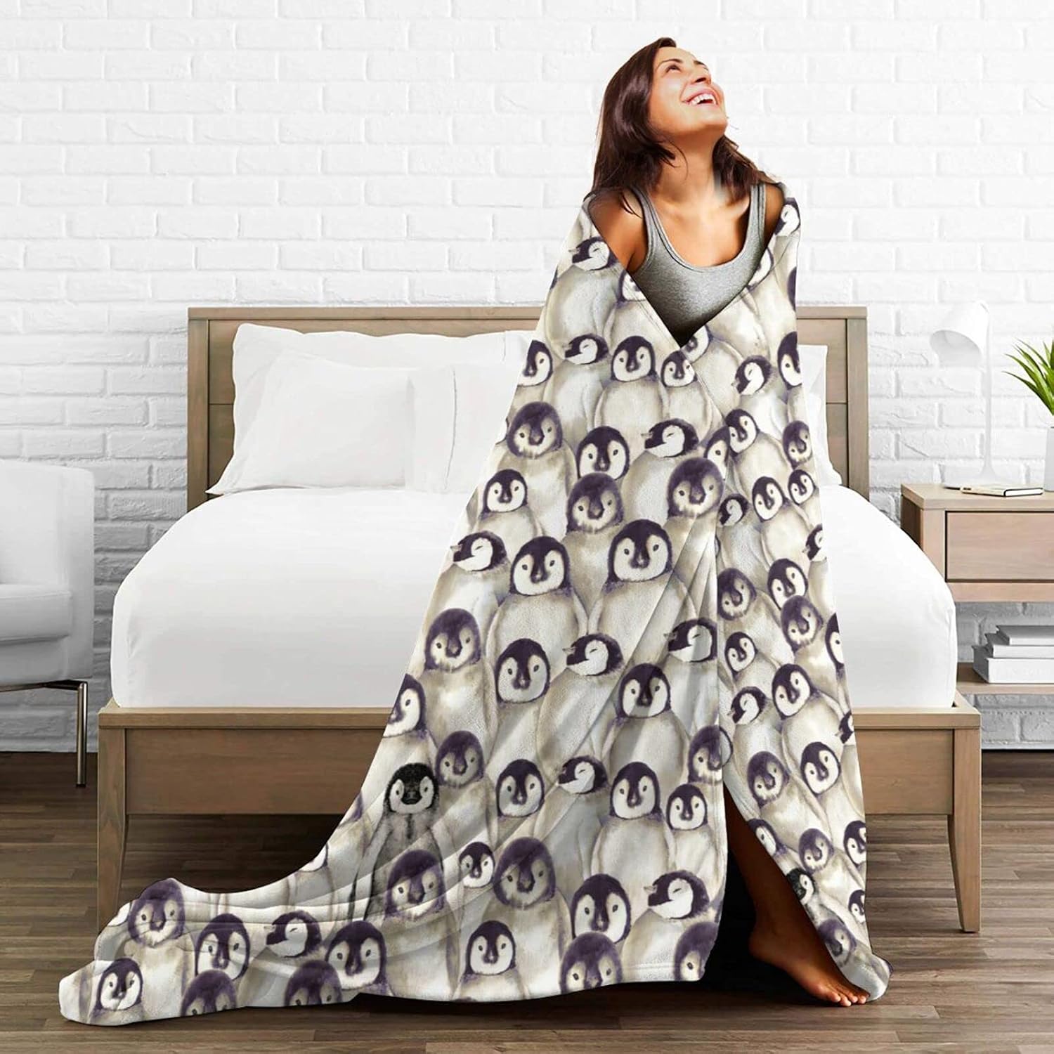 Penguin Throw Blanket Soft Cozy Plush Warm Fleece Blanket for Sofa Couch Bed 60"X50"