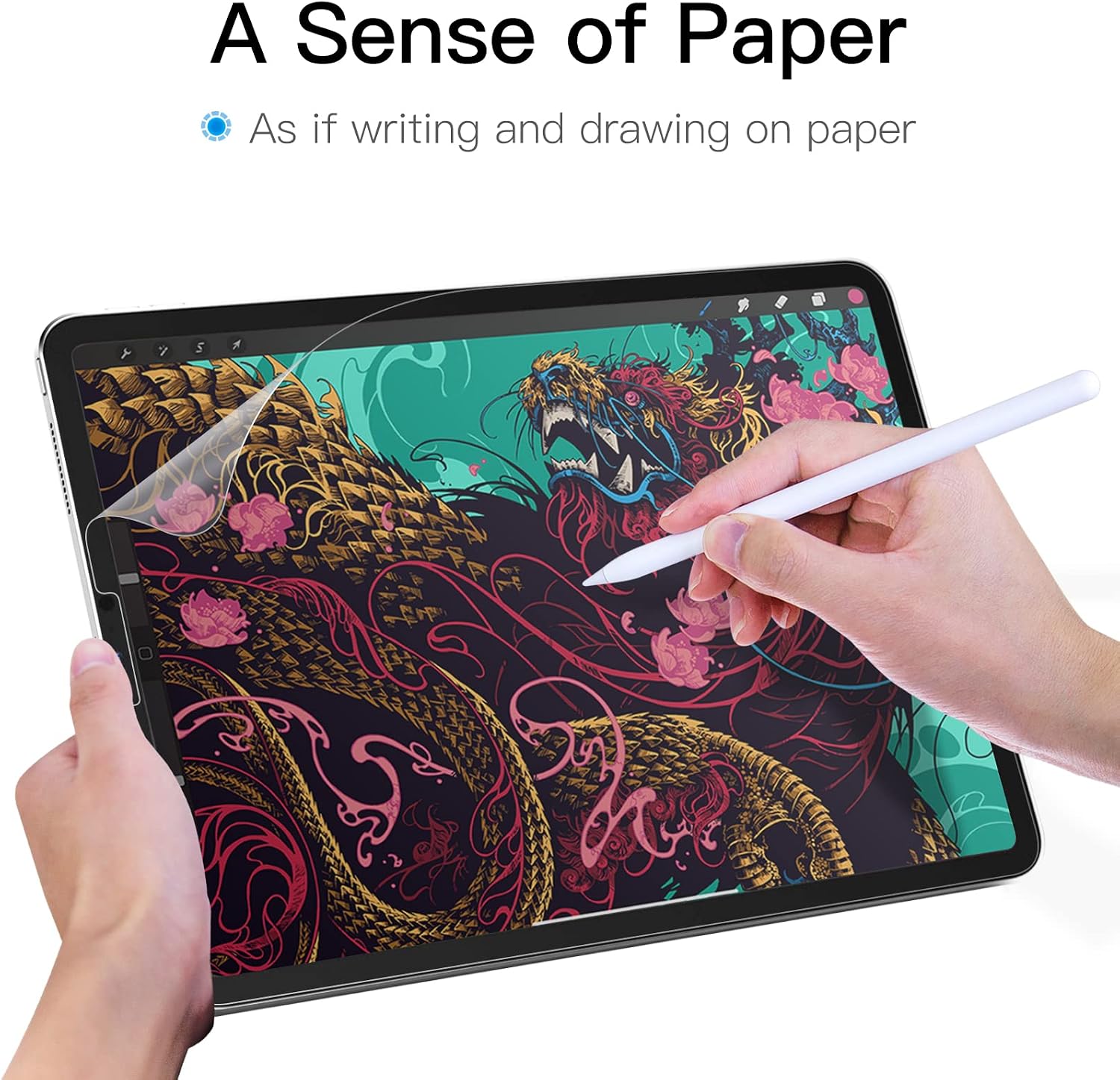 JETech Paper Screen Protector for iPad Pro 12.9-Inch 2022/2021/2020/2018 Model Edge to Edge Liquid Retina Display, Anti-Glare, Matte PET Paper Film for Drawing
