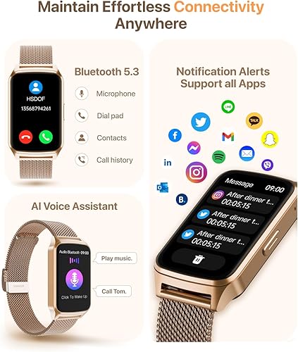 Miniatura 2 de Reloj inteligente con monitor de salud y fitness con frecuencia cardíaca 247, monitor de sueño de oxígeno en sangre, contador de calorías y