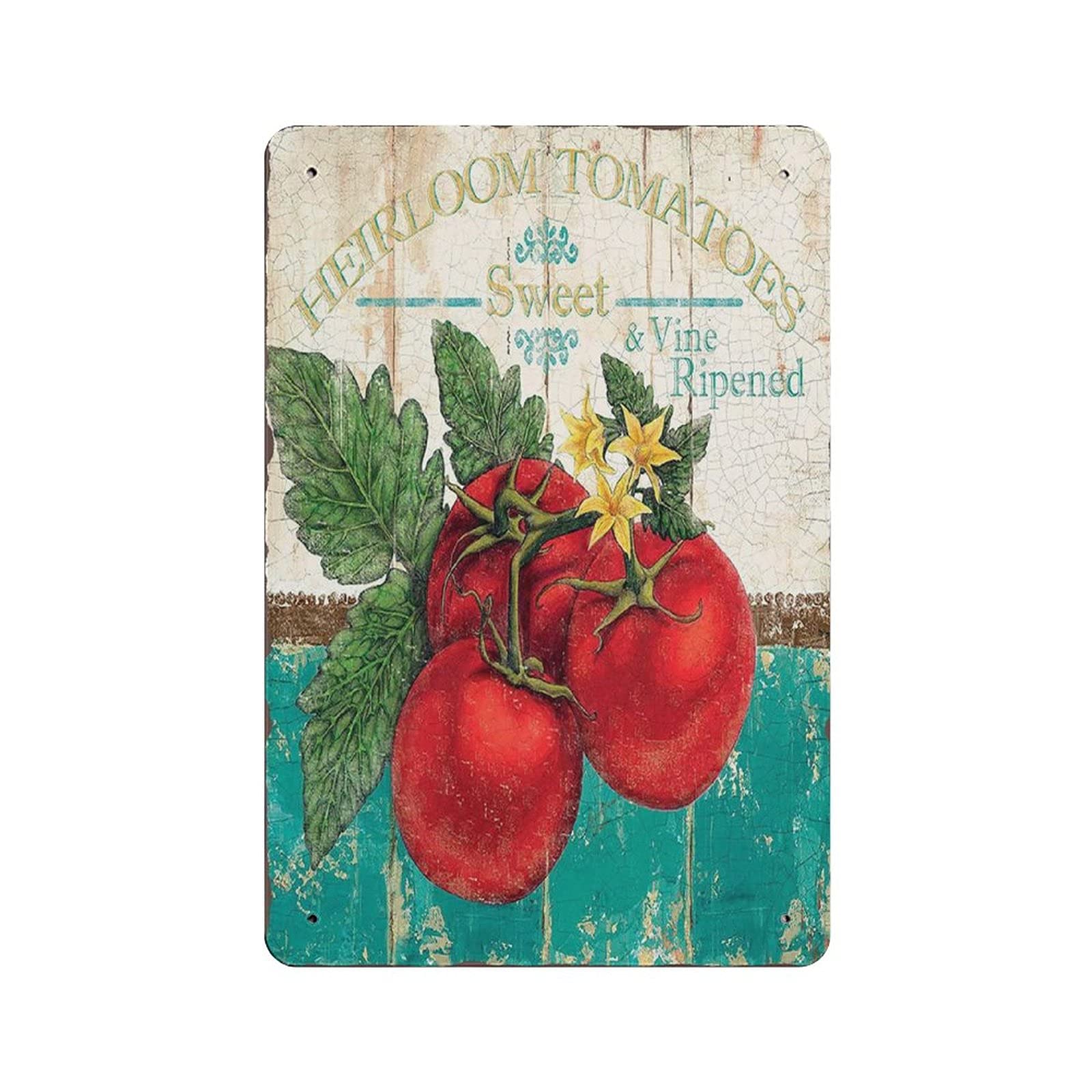 Metal Tin Sign Heirloom Tomatoes Sweet Tin Sign Metal Aluminum Sign Vintage Wall Decor Retro Poster for Bars Restaurants Cafes Pubs Home Decoration 12"x8"