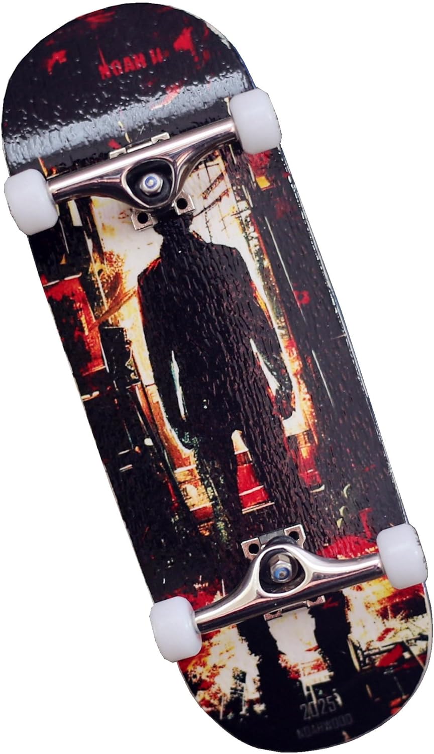 2025 Noahwood 15s PRO Fingerboard Complete (5-Layer Colour Maple Wooden Pro Concave 35 x 98mm Handmade Deck + 34mm Prince 3G Silver Truck + Crown White Wheels iii) Noahii