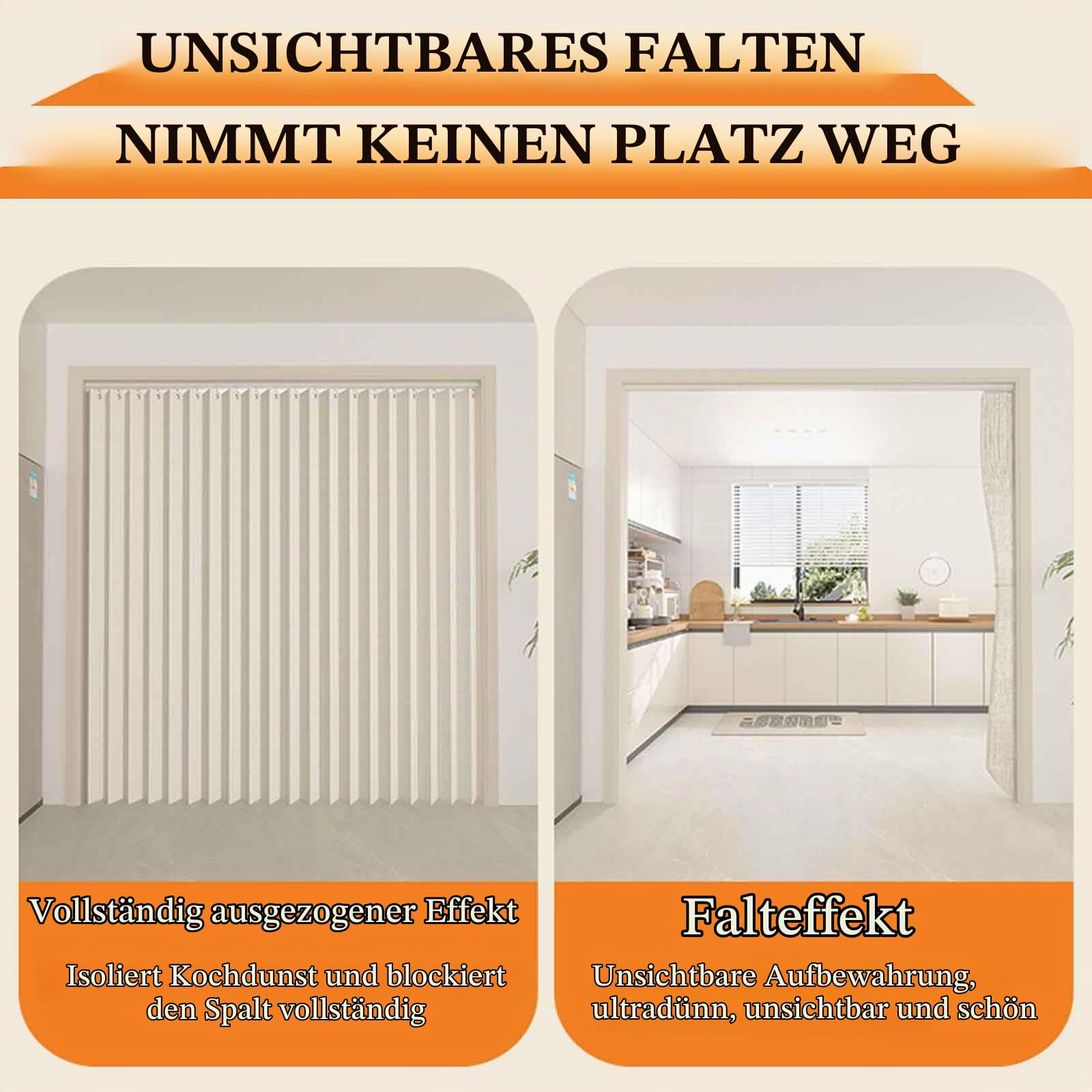 Falttürvorhang,Mit Teleskopstange,Magnetischer Türvorhang mit Verdunkelung, Faltbarer Raumteiler für Bad/Schlafzimmer/Wohnzimmer, Akkordeon-Design(*5,W 100*H 190cm)