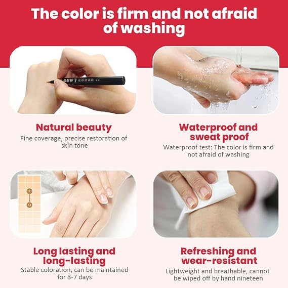 2Pcs Vitiligo Makeup Cover Waterproof, Long Lasting Vitiligo Cream, Sweat-Proof Portable Body Concealer for Women, Men, Stretch Mark Cover Up, Cream