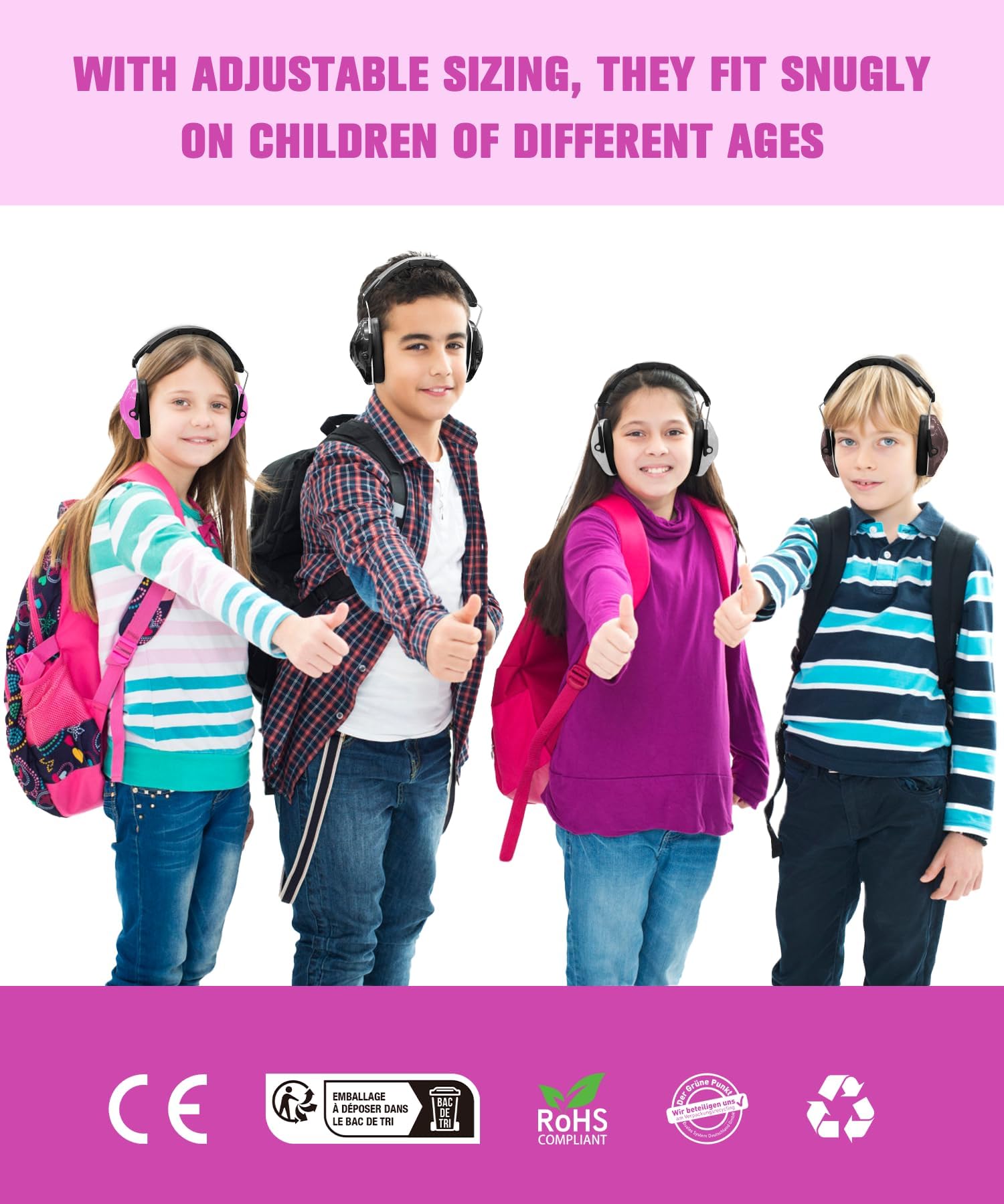 Kids Noise Canceling Headphones - Pink -7 Kids Noise Canceling Headphones - Pink -7