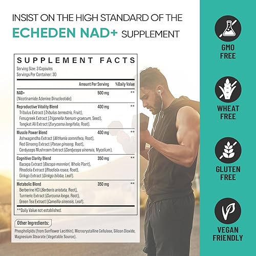 Miniatura 2 de Suplemento NAD+ para hombres de 2000 mg  Suplemento alternativo de NMNH, para energía, enfoque, sistema inmunológico y reparación celular, alta