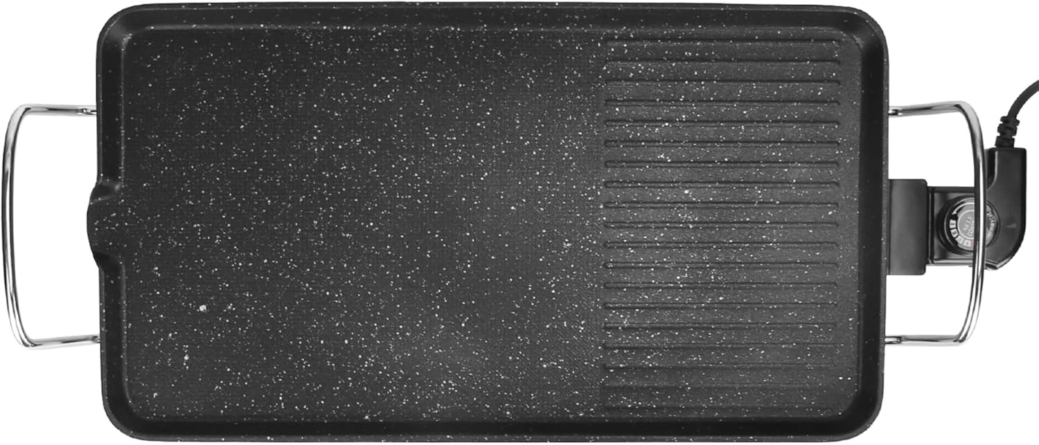 1400W Electric Barbecue Grill Hot Plate Cooking BBQ Griddle Non-Stick Table Top Grill Griddle for Indoor Outdoor Camping Picnic