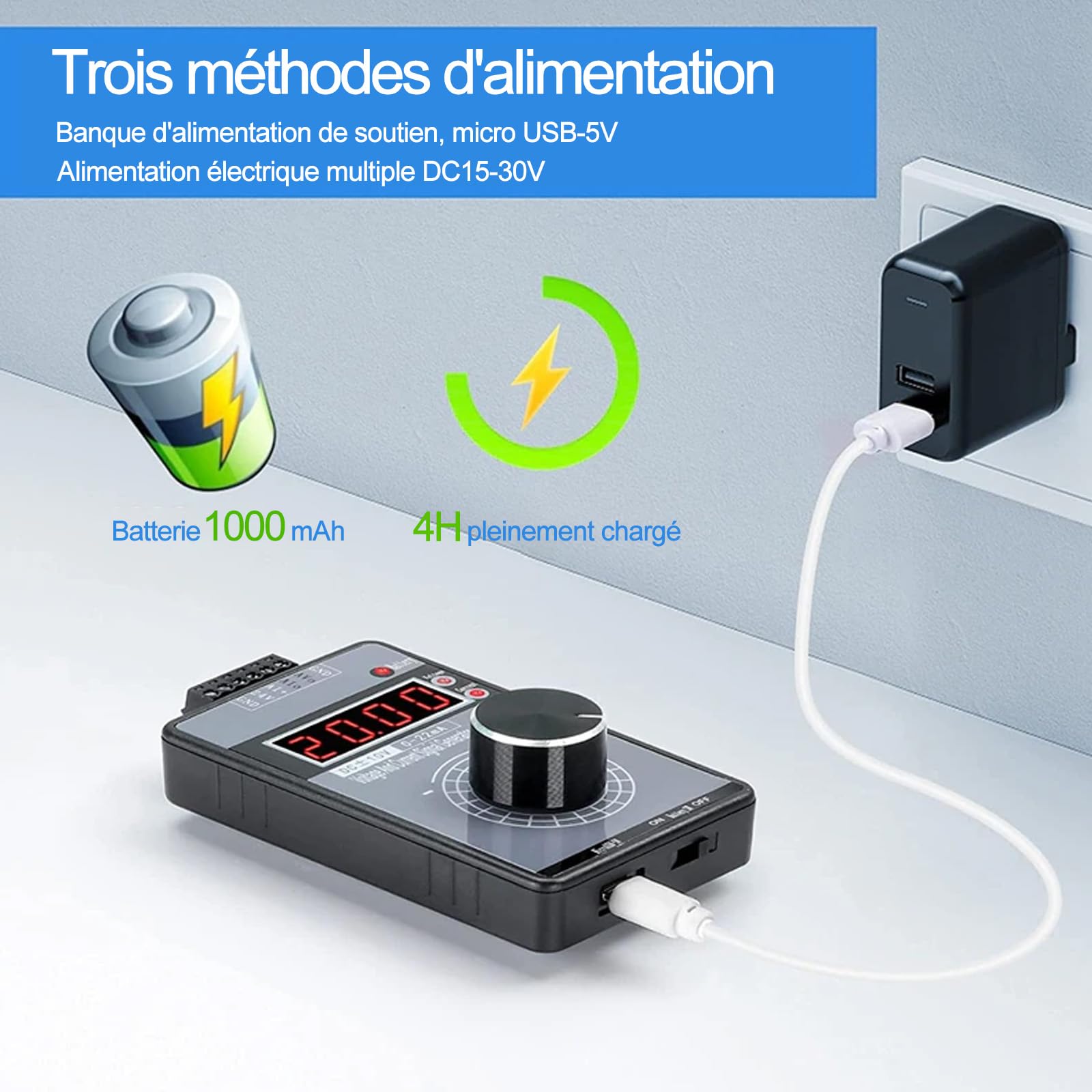 Générateur De Signal Portable, 4-20mA Générateur De Signal De Courant De Tension, 0-10V/0-22mA Ajustable Simulateur De Tension Actuelle Rechargeable Calibrateur De Source De Signal Analogique