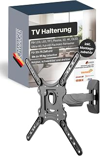 SCHWAIGER TV-Wandhalter schwenkbar I 23-75 Zoll Fernseherhalterung bis 35kg