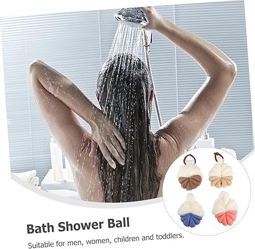 Miniatura 6 de Bola de baño de 4 piezas Red de ducha de flores Esponja Flor Bola de baño Esponja de baño Esponja de baño Esponja de baño Esponja de baño Depurador