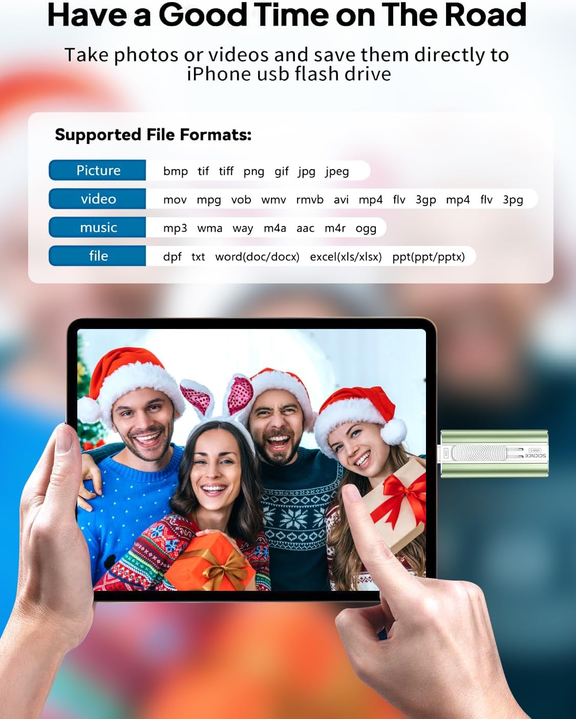 SCICNCE 512GB Flash Drive Intended for Phone, USB External Memory Stick Storage Backup for Photos Videos, Plug and Play No APP Required, Compatible with iPhone iPad Android and PCs (1 Pack-Green)